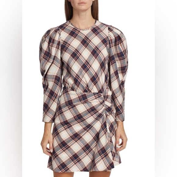 Veronica Beard Dresses & Skirts - NEW Veronica Beard Agnor Draped Plaid Mini Dress Size 4 Color Black White